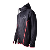 Odyssey Technical Hexagonal Full Length Zipper Hoodie, Male, Large, Black-red