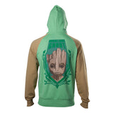 Guardians Of The Galaxy Vol. 2 Groot Full Length Zipper Hoodie, Male, Extra Extra Large, Green-tan