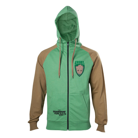 Guardians Of The Galaxy Vol. 2 Groot Full Length Zipper Hoodie, Male, Extra Extra Large, Green-tan