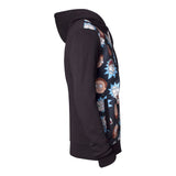 Character Faces Pattern Sublimation Print Full Length Zipped Hoodie, Male, Small, Black