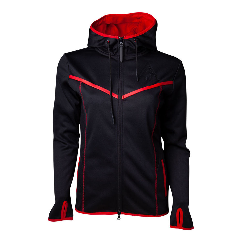 Odyssey Technical Dark Full Length Zipper Hoodie, Female, Extra Extra Large, Black-red