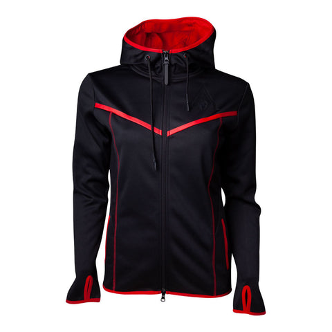 Odyssey Technical Dark Full Length Zipper Hoodie, Female, Large, Black-red