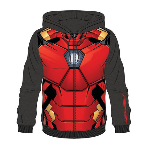 Iron Man Sublimation Full Length Zipper Hoodie, Male, Large, Multi-colour