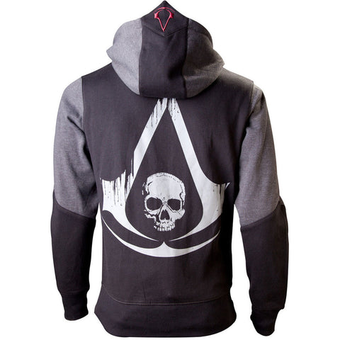 Black Flag Full Length Zipper Hoodie, Male, Small, Black-grey