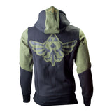 Legend Of Zelda Royal Crest Full Length Zipper Hoodie, Male, Extra Extra Extra Large, Green-black