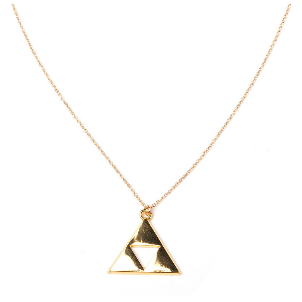 Legend Of Zelda Triforce Logo Link Chain Metal Pendant Necklace, Gold