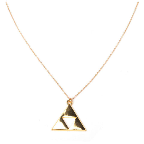 Legend Of Zelda Triforce Logo Link Chain Metal Pendant Necklace, Gold