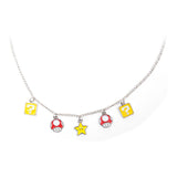 Super Mario Bros. Red Mushroom, Question Mark And Super Star Metal Twisted Link Chain Pendant Necklace, One Size, Multi-colour