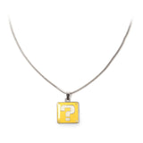 Super Mario Bros. Question Mark Box Metal Curb Chain Pendant Necklace, One Size, Multi-colour