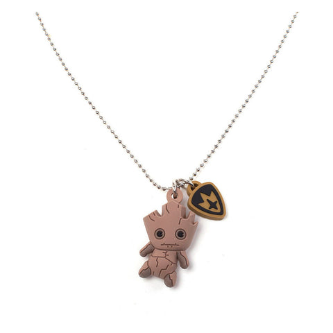 Guardians Of The Galaxy Groot Kawaii 3d Rubber Pendant Chain Necklace, One Size, Beige