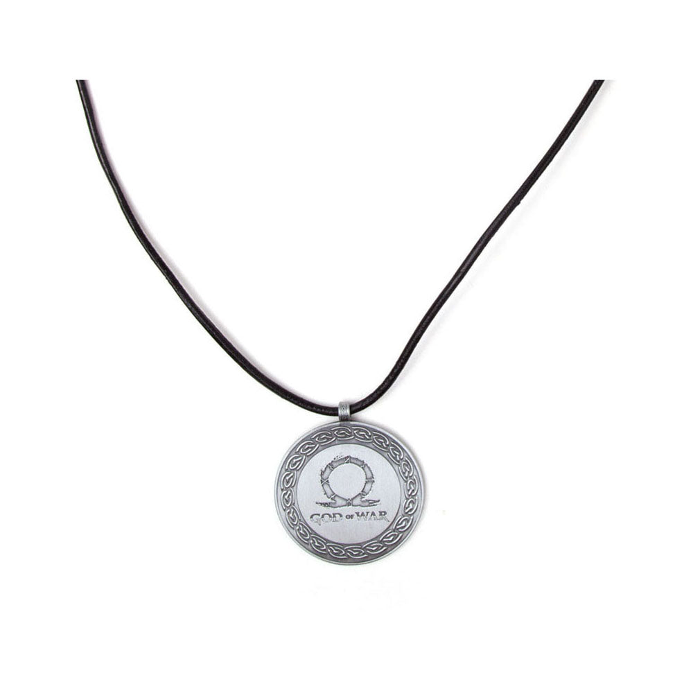 Logo Metal Necklace With Leather Cord, Silver