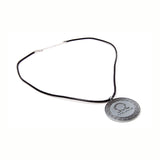 Logo Metal Necklace With Leather Cord, Silver