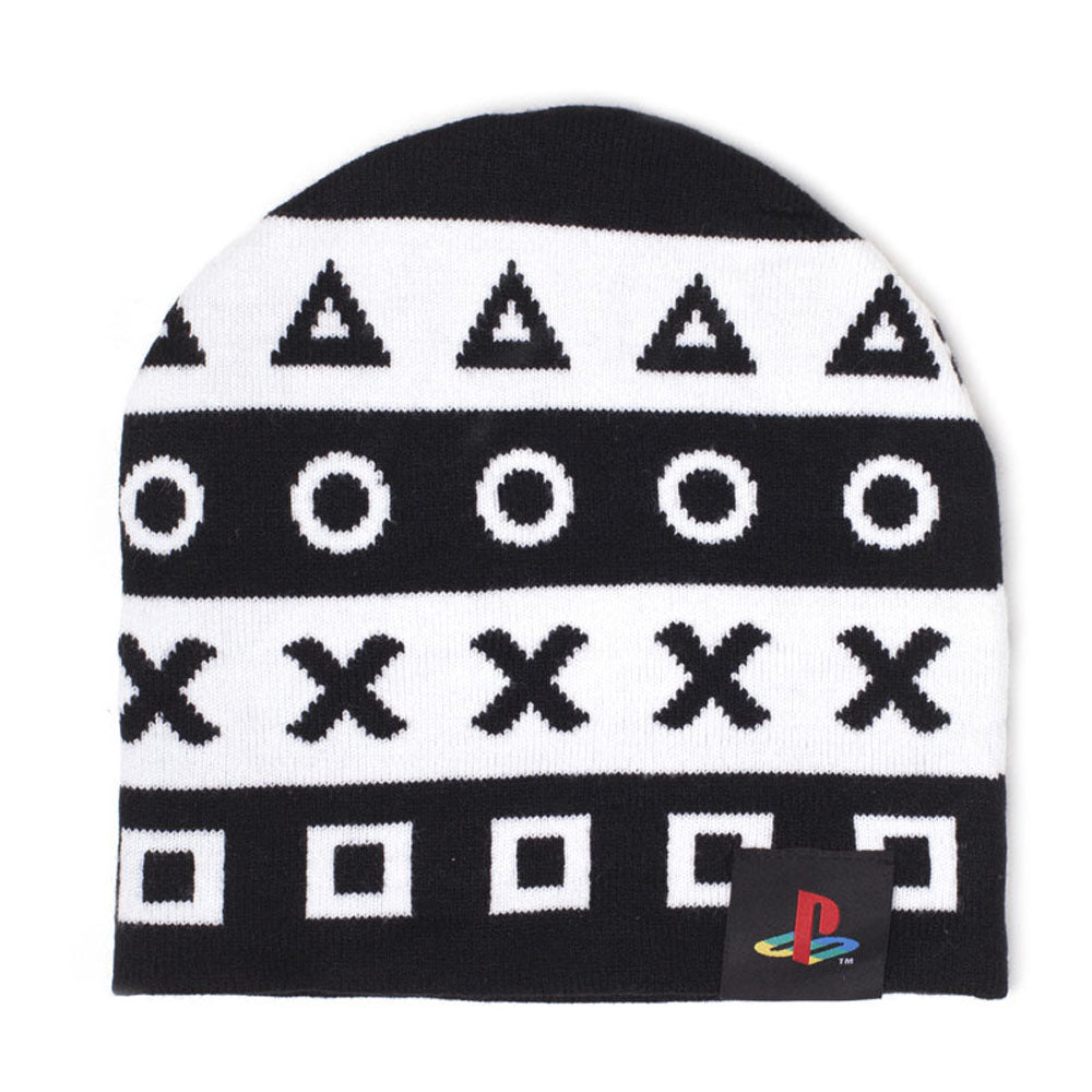 Playstation Symbols Cuffless Beanie, Black-white