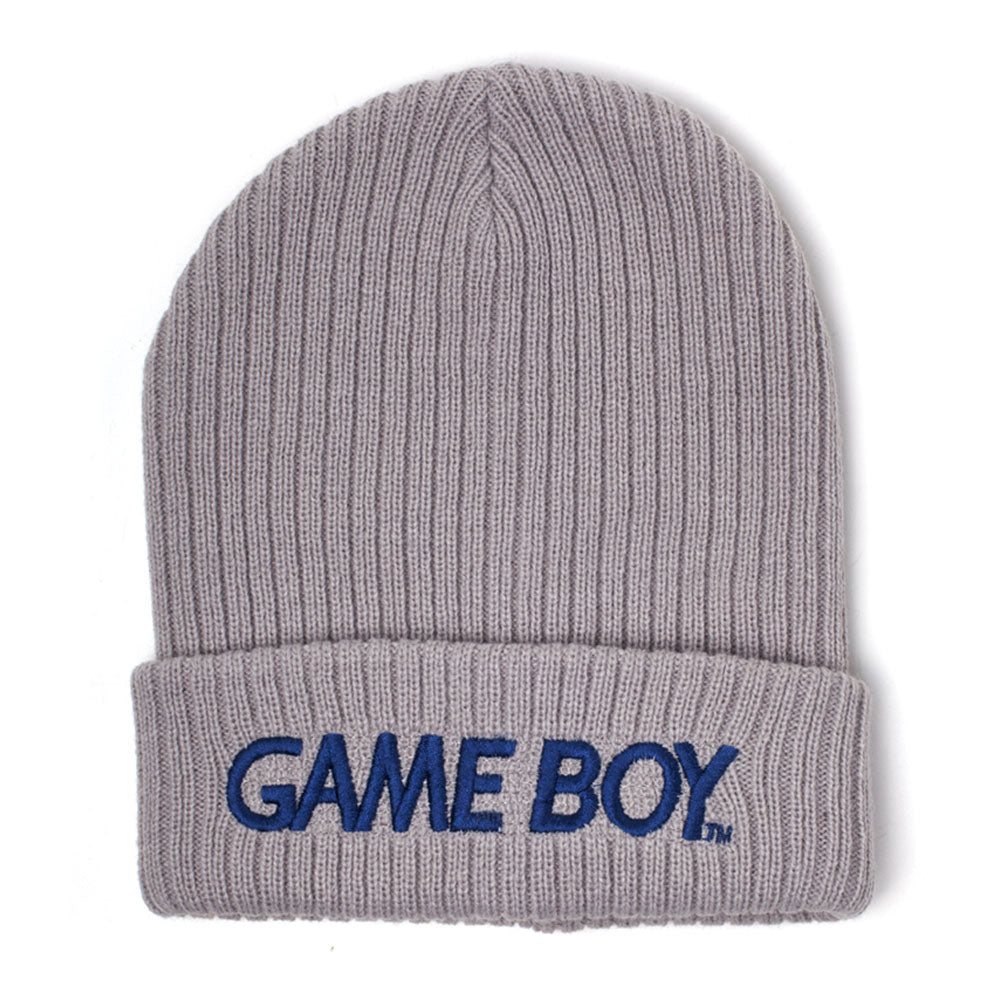 Gameboy Logo Embroidered Rollup Beanie, Grey