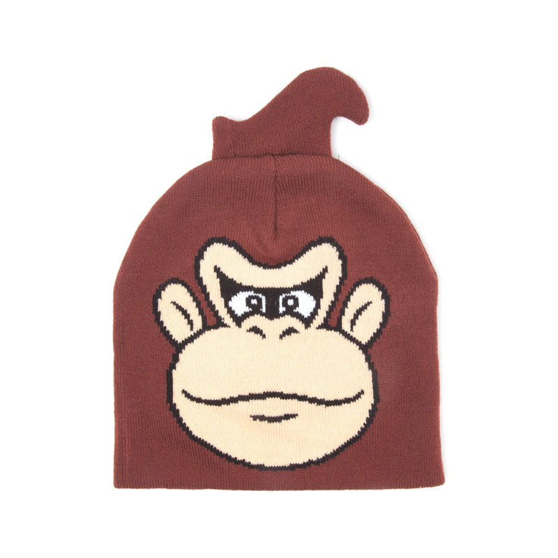 Donkey Kong Face Cuffless Beanie, Brown