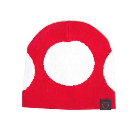 Super Mario Bros. Red Mushroom Cuffless Beanie, Red-white