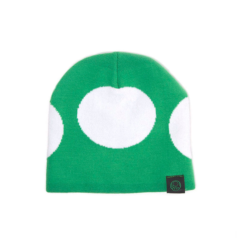 Super Mario Bros. Green Mushroom Cuffless Beanie, Green-white