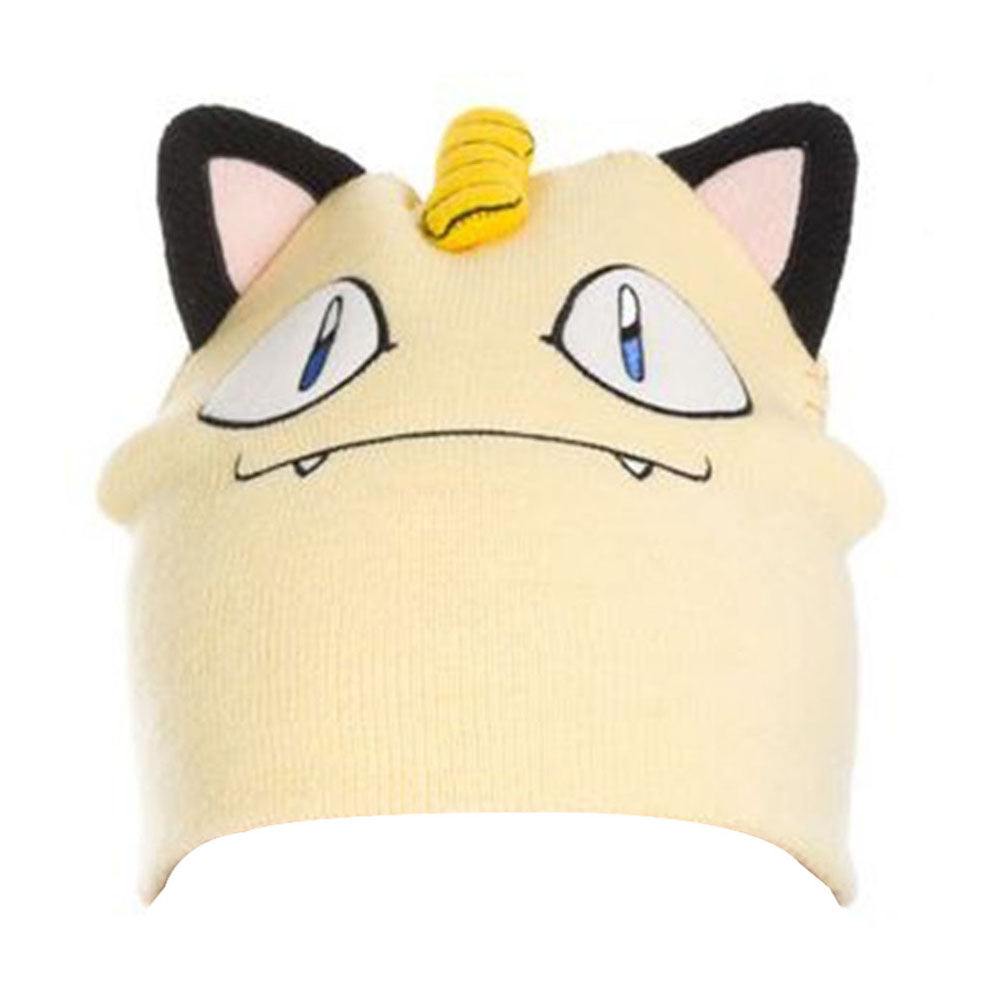 Meowth Face & Ears Cuffless Beanie, Cream