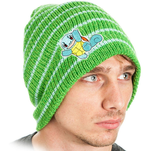 Squirtle Striped Cuffless Beanie, Green