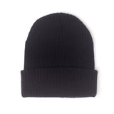 Logo Embroidered Rollup Beanie, Black