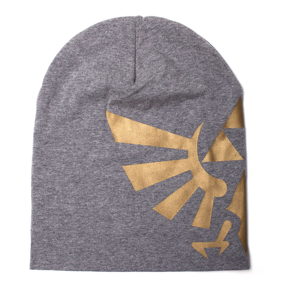 Legend Of Zelda Gold Royal Crest Logo Print Melange Summer Beanie, Grey