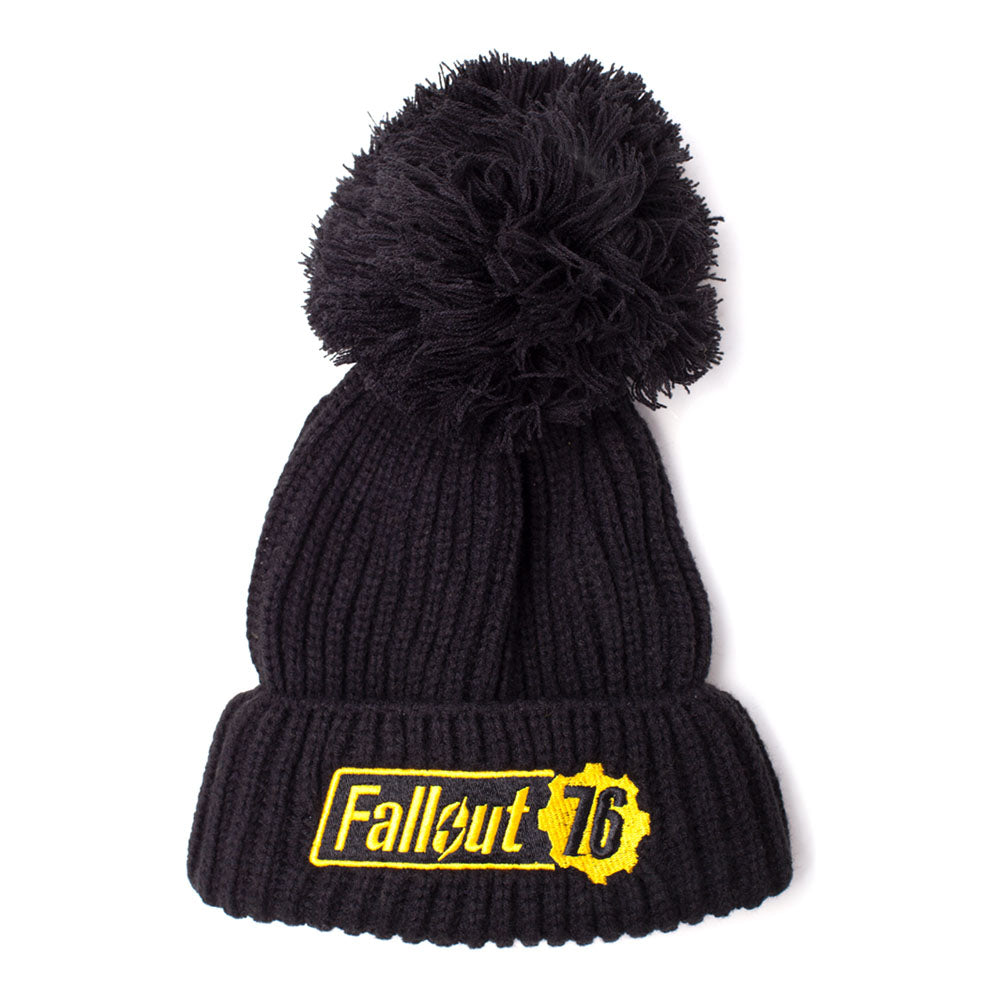 76 Embroidered Logo Bobble Beanie, Unisex, Black