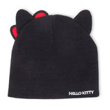 Face Shaped With Ears Cuffless Beanie, Unisex, Black