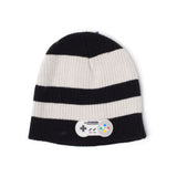 Snes Controller Striped Cuffless Beanie, Black-white