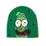 Pickle Rick Face Cuffless Beanie, Green