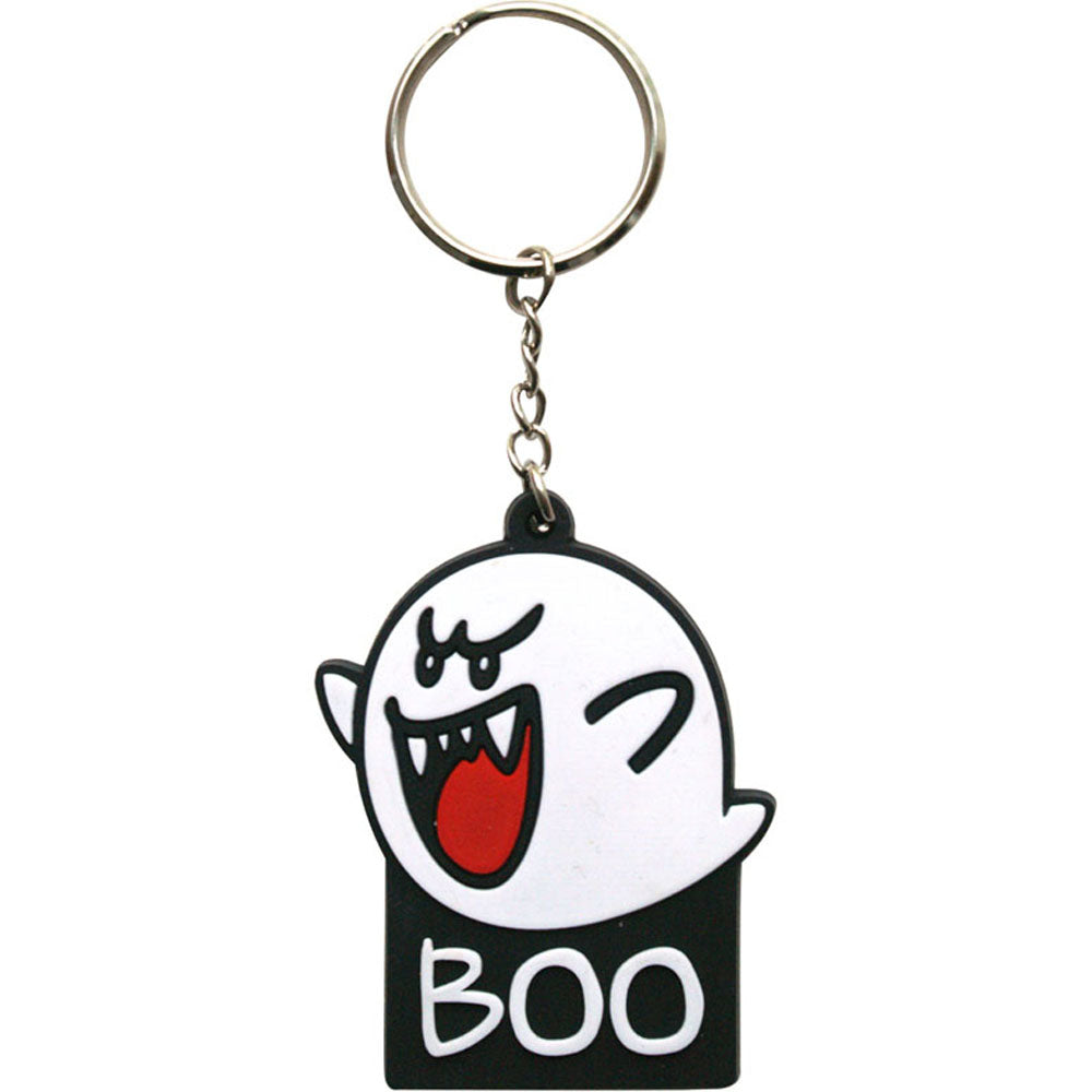 Super Mario Bros. Boo Rubber Keychain, Black-white