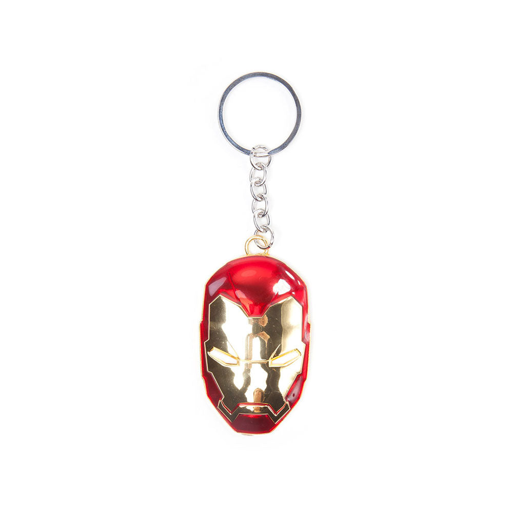 Captain America Civil War Iron Man Mask 3d Pendant Metal Keychain, Gold-red