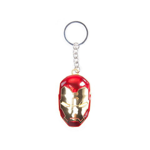 Captain America Civil War Iron Man Mask 3d Pendant Metal Keychain, Gold-red