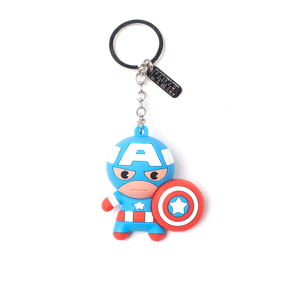 Captain America Character 3d Pendant Rubber Keychain, One Size, Multi-colour