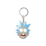 Rick Big Face Pendant Metal Keychain, Blue-grey