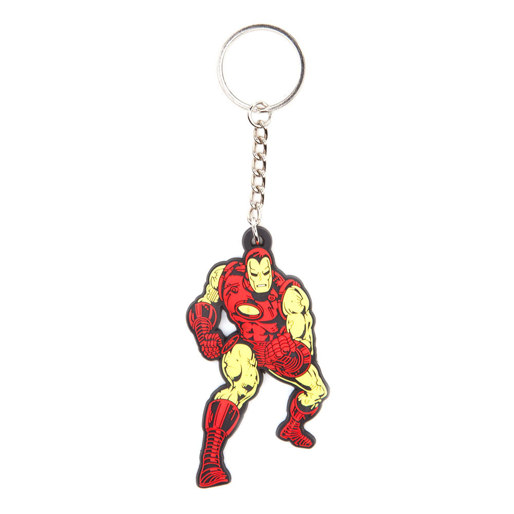 Iron Man Fighting Pose Rubber Keychain, Red-gold