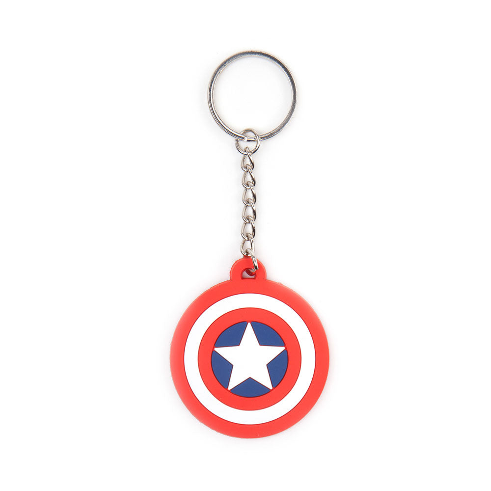 Captain America Shield Logo Rubber Keychain, Multi-colour