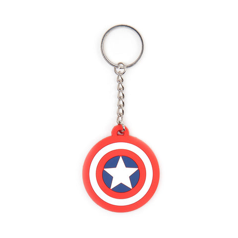 Captain America Shield Logo Rubber Keychain, Multi-colour