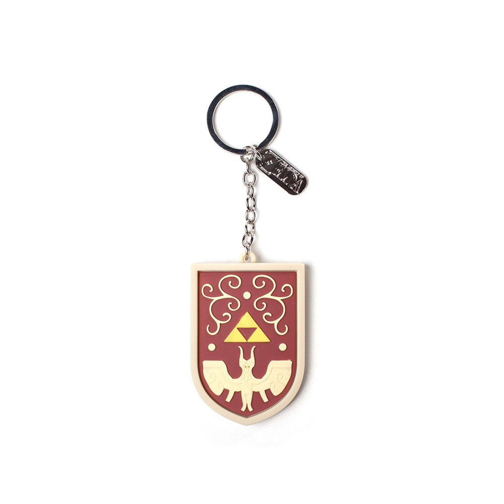 Legend Of Zelda Hero's Shield 3d Pendant Rubber Keychain, One Size, Red-tan