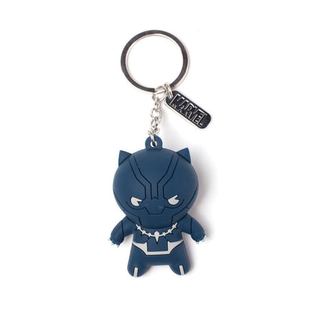 Black Panther Kawaii 3d Rubber Pendant Keychain, Blue