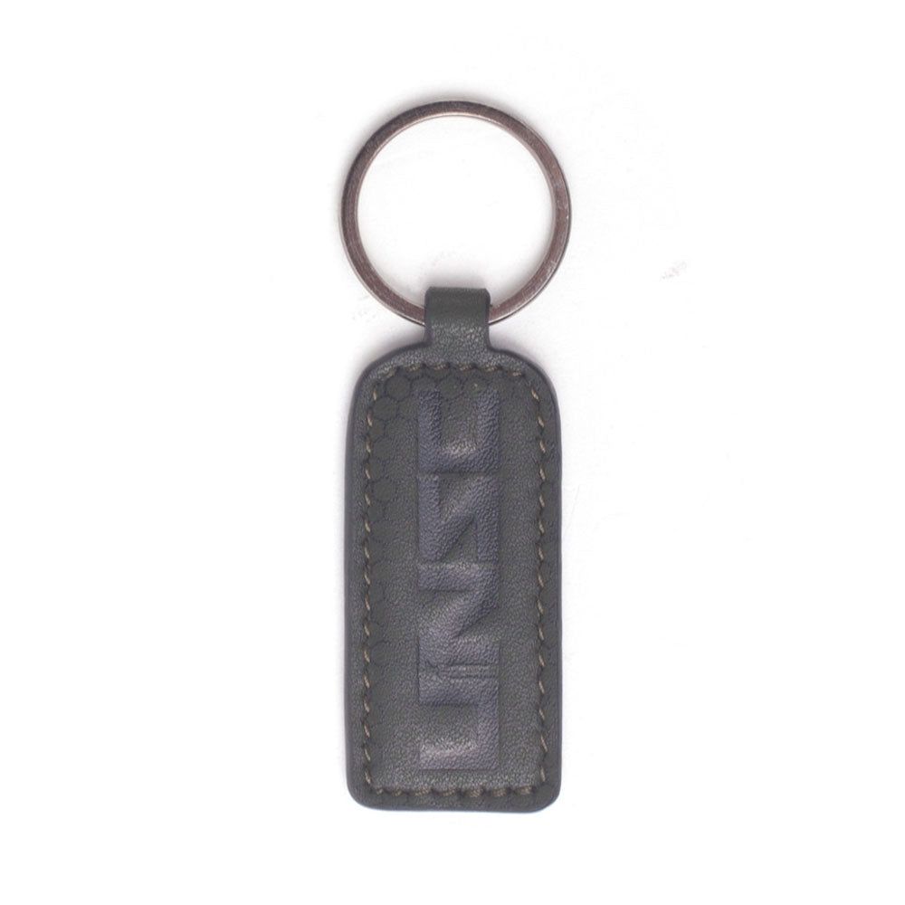 Unsc Logo Leather Embossed Tag Keychain, Black