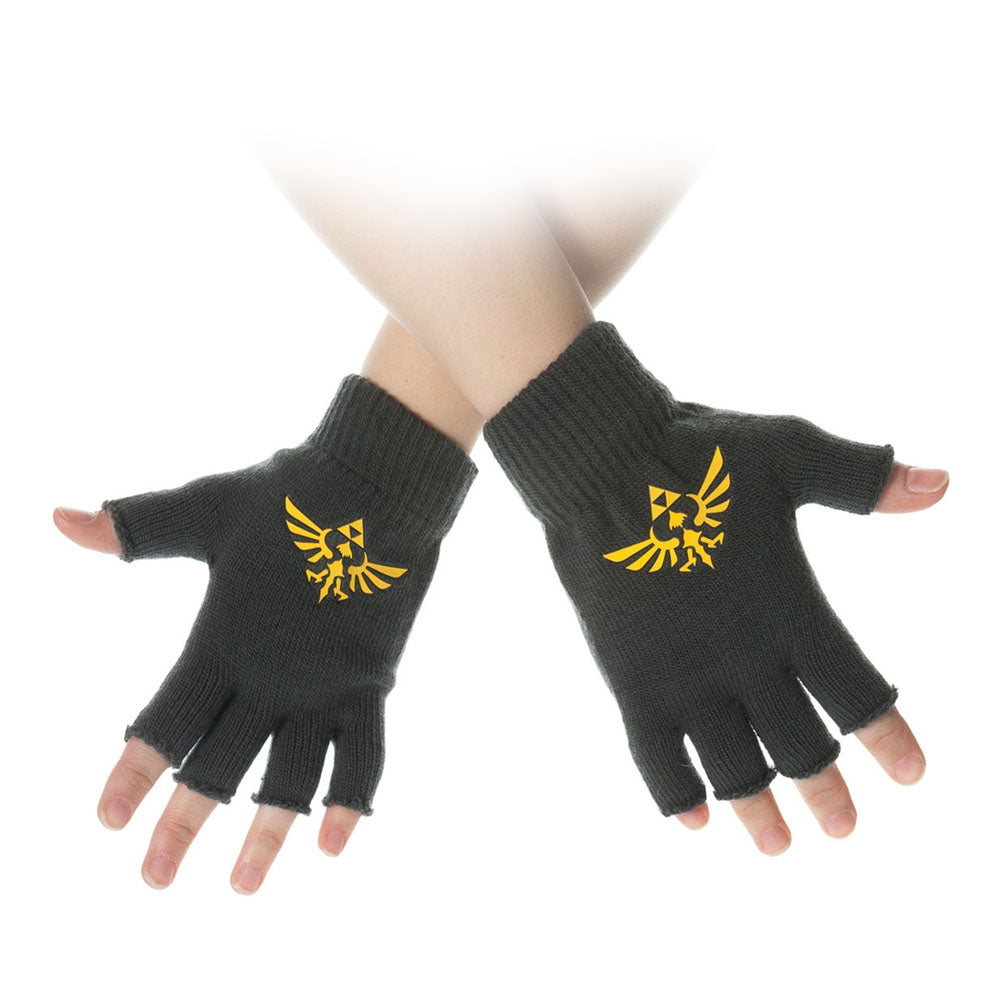 Legend Of Zelda Royal Crest Fingerless Gloves, One Size, Yellow-black