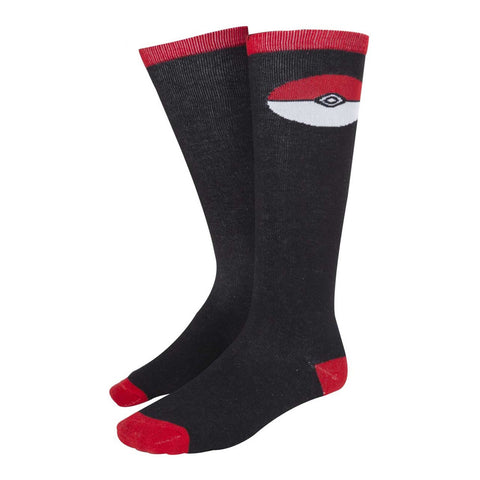 Ball Knee High Socks, Female, Black-red