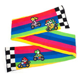 Super Mario Bros. Mario Kart Rainbow Road Knitted Fashion Scarf, One Size, Multi-colour