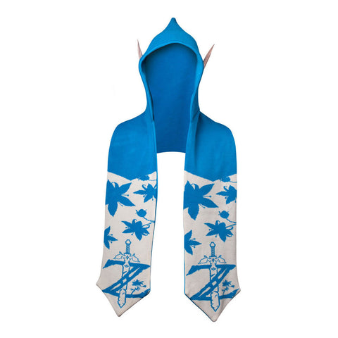 Legend Of Zelda Twilight Princess Hooded Scarf With Ears Hooded Scarf, Blue-white