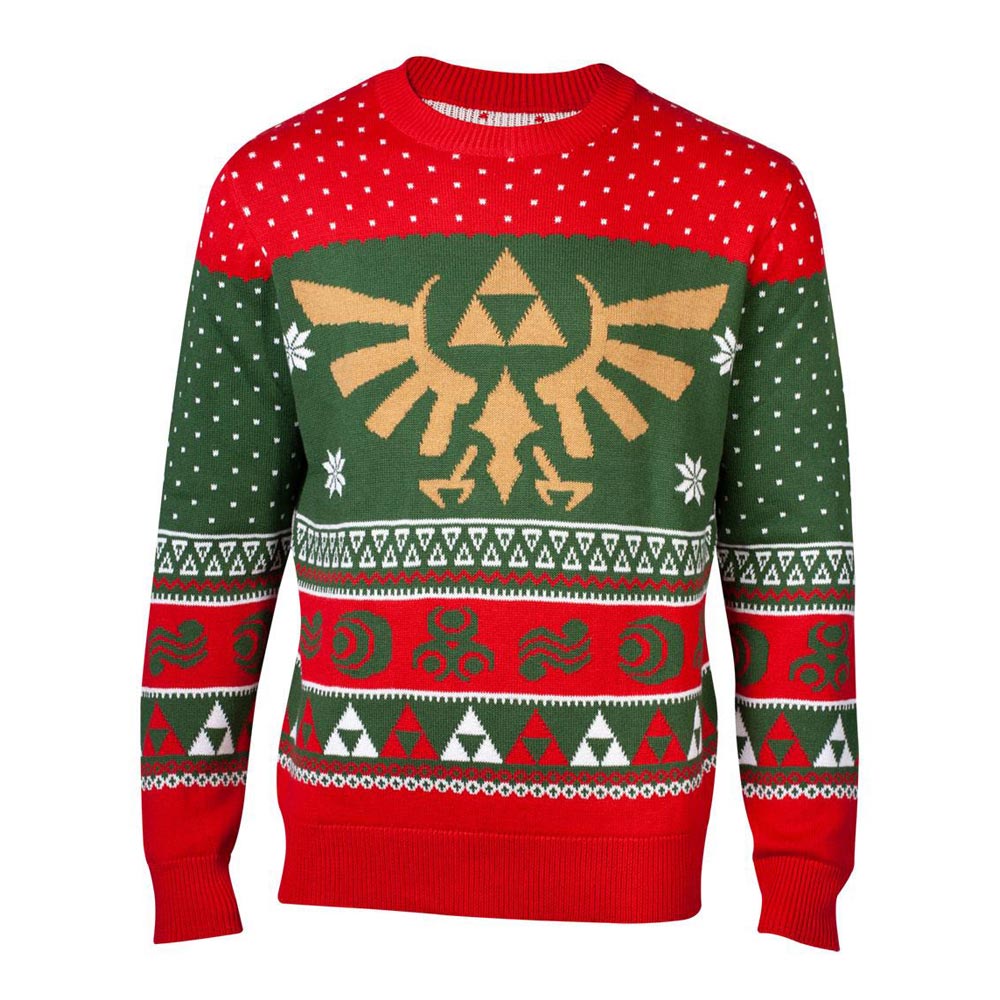 Legend Of Zelda Royal Hyrule Crest Christmas Knitted Sweater, Male, Large, Multi-colour