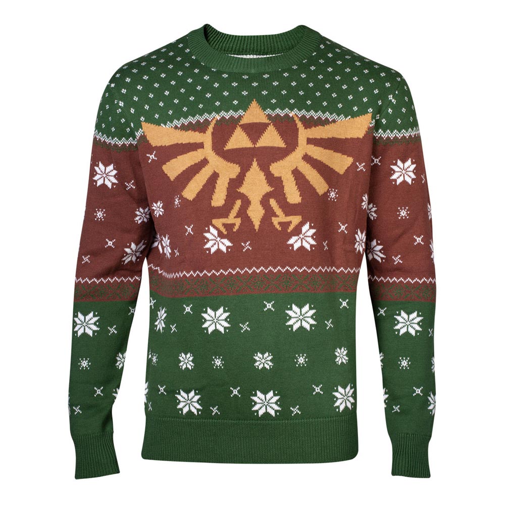 Legend Of Zelda Golden Royal Hyrule Crest Christmas Knitted Sweater, Male, Extra Extra Large, Multi-colour