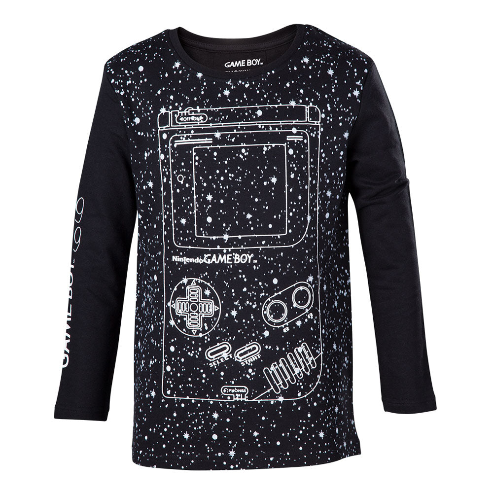 Gameboy Space Long Sleeve Shirt, Kid's Boy, 110-116, Years 4 To 6, Black