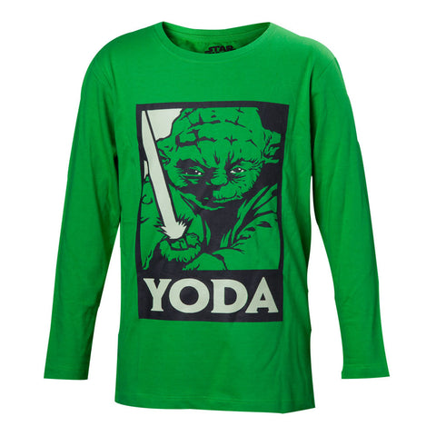 Yoda With Lightsaber Long Sleeve Shirt, Kid's Boy, 122-128, Years 6 To 8, Green