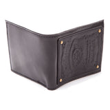 Bi-fold Leather Patch Wallet With Engraved Classic Logo, Male, Black