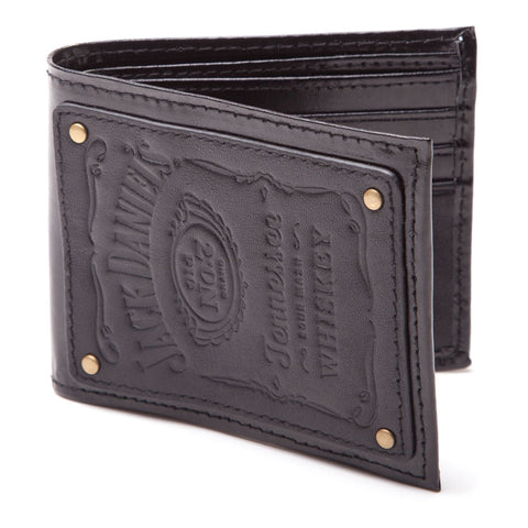 Bi-fold Leather Patch Wallet With Engraved Classic Logo, Male, Black